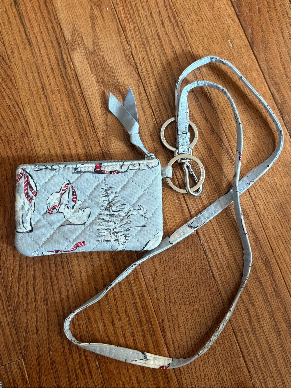 Vera Bradley Light Blue "Beary Merry" ID Card Holder Wallet w/ Lanyard - Picture 5 of 8
